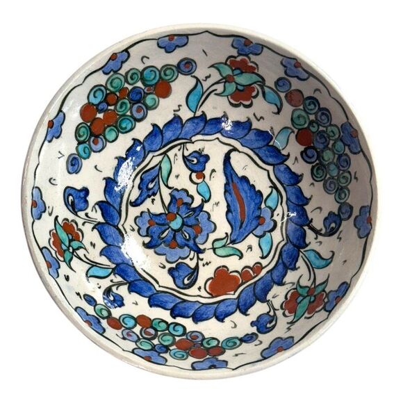 Handmade Kutahya Turkey Turkish Iznik Carnation Floral Pattern Ceramic Cini Bowl - Picture 2 of 6